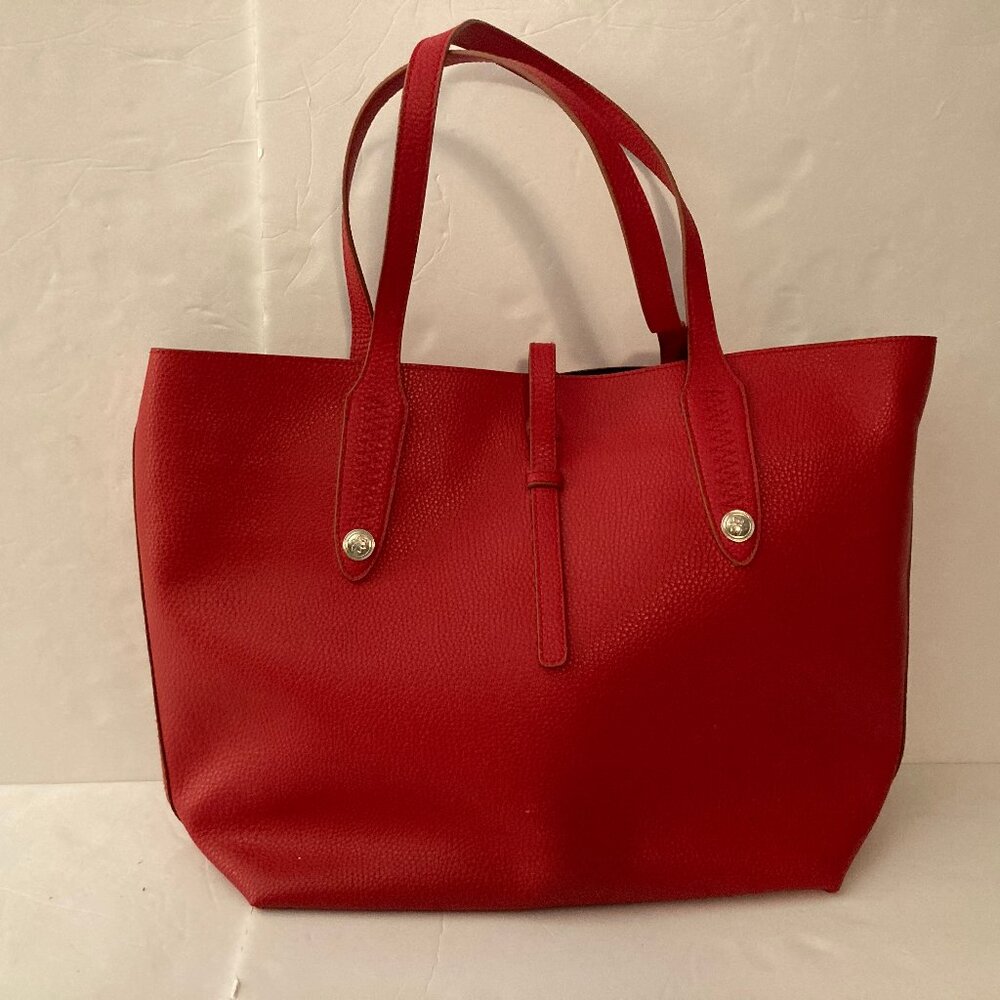Libby Edelman Extra Large Red Handbag Tote with Detachable Large Cosmetic Bag